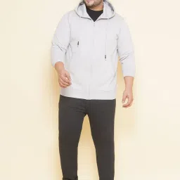 John Pride Grey Regular Fit Plus Size Hooded Sweatshirt image 5