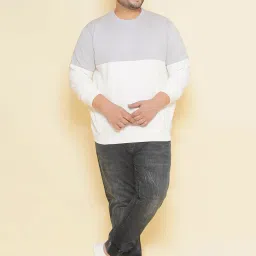 John Pride White & Grey Regular Fit Plus Size Sweatshirt image 5