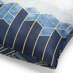 Bianca Suzane Navy & Gold Micro Fiber Reversible Printed Cushion Covers - Set of 3 image 5