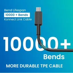 Portronics Konnect Link C Square 60W Type C to Type C Fast Charging PD Cable with 1M Length (Black) image 2