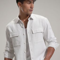 HIGHLANDER Men Comfort Relaxed Fit Textured Spread Collar Casual Shirt-picture-10