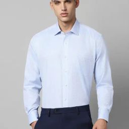 Louis Philippe Blue Cotton Regular Fit Texture Shirt-picture-3