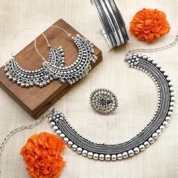 Teejh Pitara Collection Riya Oxidized Jewellery Set-image-16