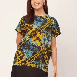 Moomaya Yellow & Black Printed A Line Dress-picture-0