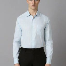 Louis Philippe Blue Cotton Regular Fit Checks Shirt-picture-16