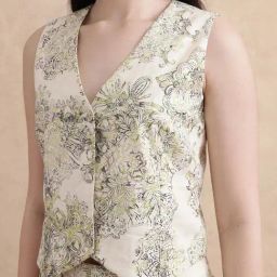 RAREISM Green Cotton Printed Sleeveless Waistcoat-picture-22