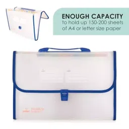 POLEN PREMIUM Expanding File Folder Polypropylene (PP) Fullscape 27x39 cm Buckle Closure, PPX1-Blue image 2