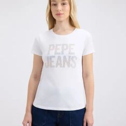 Pepe Jeans Optic White Embellished Short Sleeve T-Shirt-image-69