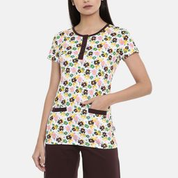 zebu Women Brown & White Printed Night suit-image-76