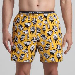 Jack & Jones Spectra Yellow Cotton Regular Fit Printed Boxers-picture-35