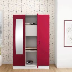 Godrej Interio Slimline 3-Door Steel Almirah, Red (1-Year Warranty, 1 Locker)-image-72