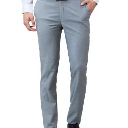 Raymond Grey Slim Fit Texture Trousers-picture-49