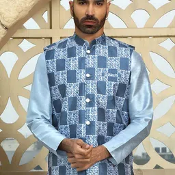 KRAFT INDIA Geometric Printed Nehru Jacket-picture-10