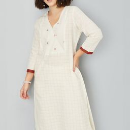 max Women Geometric Flared Sleeves Thread Work Pathani Kurta-45