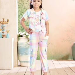 Aarika Girls Printed Short Sleeves Shirt With T-Shirt & Trouser-picture-0