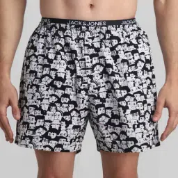 Jack & Jones Jet Black Cotton Regular Fit Printed Boxers-image-81