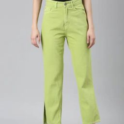 SHOWOFF Lime Green Denim Regular Fit Mid Rise Jeans-image-53