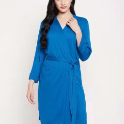 Clovia Blue Cotton Robe-image-19
