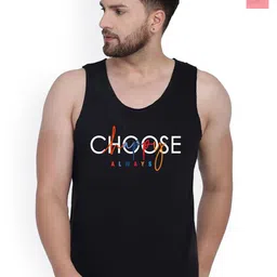 SLOWLORIS Pack Of 2 Printed Combed Cotton Gym Vests VSL26 CMB(CHS BLACK)(LOUD PEACH)-picture-5