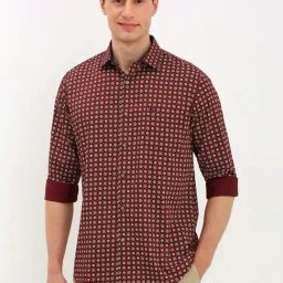Allen Solly maroon Geometric Shirts-image-24