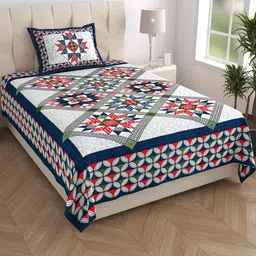 Jaipuri Printed Single Bed Bedsheet with Pillow Cover-image-82