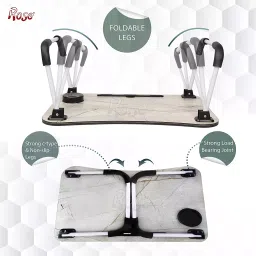 Rose Plastic Rectangle Multi-Purpose Laptop Table with Integrated Carry Handle and Dock Stand Grey image 2
