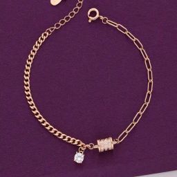 Kai Jewel Sterling Silver Link Chain Zircon Charm Rose Gold Bracelet for Women-image-55