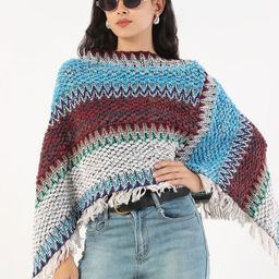 SHOWOFF Women Striped Poncho-image-13