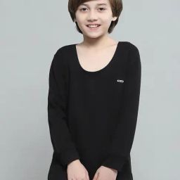 Monte Carlo Kids Solid Black Round Neck Full Sleeve Thermal Vest-image-70