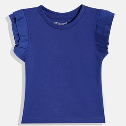Eteenz Girls Ribbed Flutter Sleeve Premium Cotton Top-18