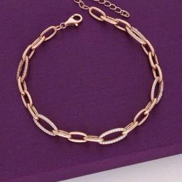 Kai Jewel Sterling Silver Quirky Loops Link Rose Gold Bracelet for Women-image-47