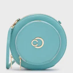 Caprese Blue Solid Large Sling Handbag-image-60