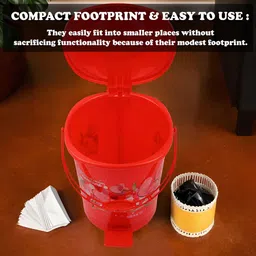 Kuber Industries Red Printed Dustbin 10L image 2