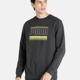 Puma Grey Cotton Regular Fit Printed Sweatshirt-45