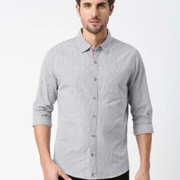 Thomas Scott Grey Slim Fit Check Cotton Shirt-image-48