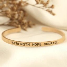 Joker & Witch Rose-Gold Tone Strength Hope Courage Rose Mantra Flexible fit Bracelet-image-58