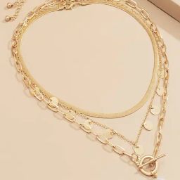 OOMPH Gold Link Chain Pearl Multi Layer Necklace for Women-image-72