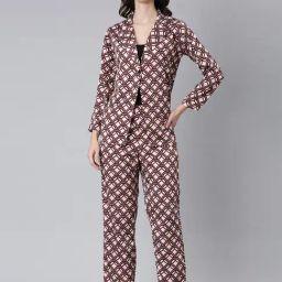 SHOWOFF Cream Cotton Blend Printed Co-ord Set-picture-33