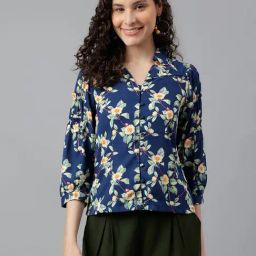 Latin Quarters Blue Floral Print Top-picture-24