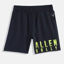 Allen Solly Junior Boys Navy Blue Brand Logo Printed Moisture Wicking Shorts-image-73