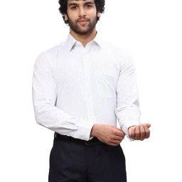 Raymond White & Green Slim Fit Printed Shirt-image-54