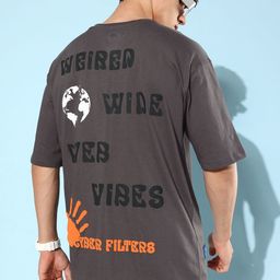 Kook N Keech Earthy Grey Printed MCW Nostalgic Back to School Kidult Pure Cotton T-shirt-image-17