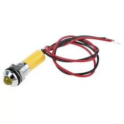 RS PRO Yellow Panel Mount Indicator 220V AC, Mounting Hole Size 8 mm, Termination Type Lead Wires, IP Rating IP67, Model No 7239624-8