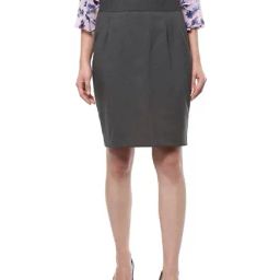 Solly by Allen Solly Grey Knee Length Skirt-image-17