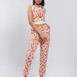 Label Ritu Kumar White Floral Crop Top With Pants-image-23