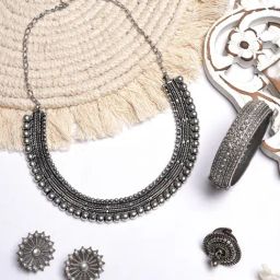 Teejh Pitara Collection Devina Silver Oxidized Jewellery Set-picture-29