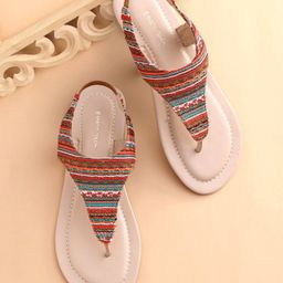 Earthy Touch Premium Slip On Ethnic Wear Sandals With Thread Work Detailing- Multicolor-image-74