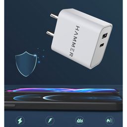 Hammer 20W Dual Port USB & Type C PD Fast Charger Adapter - White-22