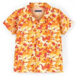 Pine Kids 100% Cotton Half Sleeves Biowashed Shirt Heart Print - Tender Yellow-image-39