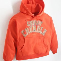 Cherry Crumble By Nitt Hyman Unisex Full Sleeves Brand Name Printed Knitted Easy Fit Hooded Pullover -Orange-image-3